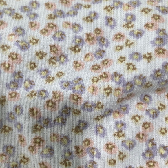 Floral Wrap-Style Long Sleeve Crop Top - White with Pink & Brown Ditsy Print - Picture 5 of 5